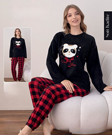 Boyraz Kadın Kışlık Bisiklet Yaka Soft Kadife Pijama Takımı 07016 - 1 Adet