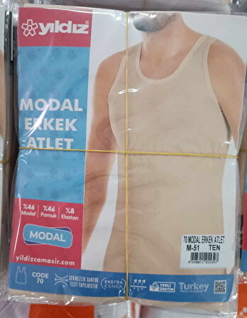 Yıldız Erkek Modal Likralı Ten Rengi Askılı Atlet 70 - 3 Adet