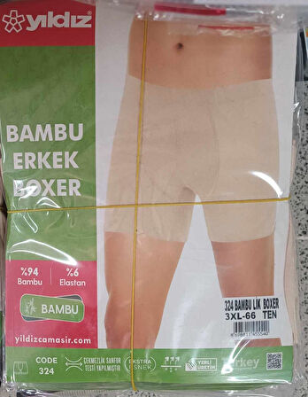 Yıldız Erkek Bambu Likralı Ten Rengi Boxer 324/ - 6 Adet