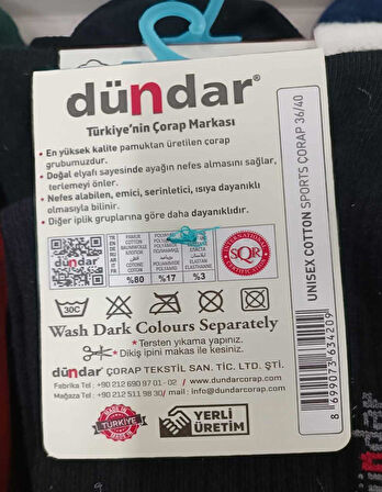 Dündar Kadın COTTON Sport Soket Çorap 4209 - 12 Adet