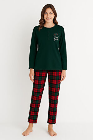 Senfoni Kadın Düğme Yaka Uzun Kol Pijama Takımı 6000Y -1 Adet