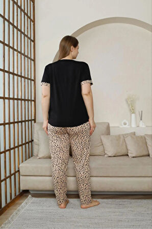Pijamoni Kadın Milan Büyük Beden Bisiklet Yaka Kısa Kol İnce Pijama Takımı 7665/10- 1 Adet