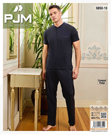 Pijamoni Erkek Düğme Yaka Kısa Kol  Pijama Takımı 6850/13 - 1 Adet