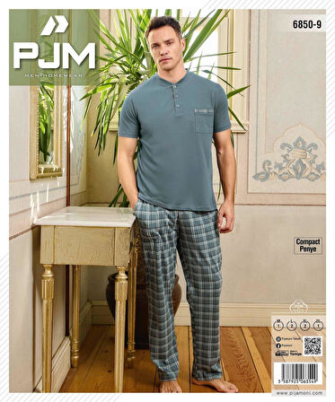 Pijamoni Erkek Düğme Yaka Kısa Kol  Pijama Takımı 6850/99 - 1 Adet