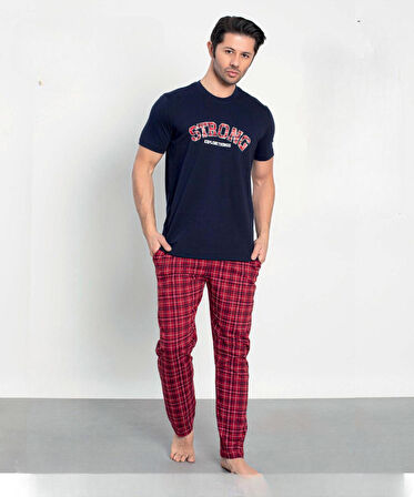 Senfoni Erkek Modal Bisiklet Yaka Kısa Kol Pijama Takımı 10354 -  1 Adet