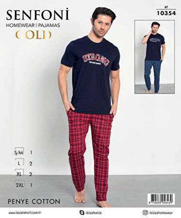 Senfoni Erkek Modal Bisiklet Yaka Kısa Kol Pijama Takımı 10354 -  1 Adet