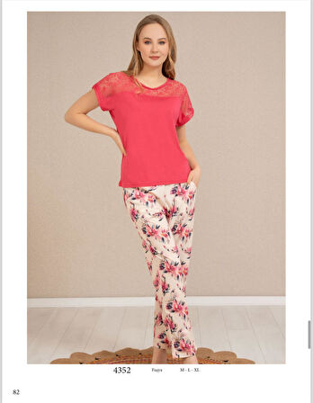 Baha Perfect Club Kadın Bisiklet Dantel Yaka Yarım Kol Pijama Takımı 4352 - 1 Adet