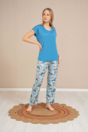 Baha Perfect Club Kadın Bisiklet Yaka Yarım Kol Pijama Takımı 4355 - 1 Adet