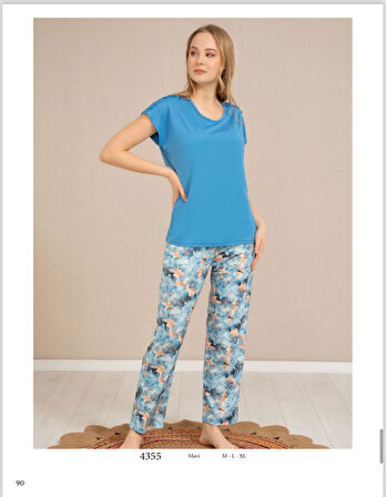 Baha Perfect Club Kadın Bisiklet Yaka Yarım Kol Pijama Takımı 4355 - 1 Adet