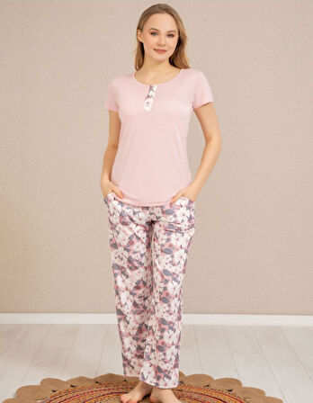Baha Perfect Club Kadın Bisiklet Yaka Kısa Kol Pijama Takımı 4369 - 1 Adet