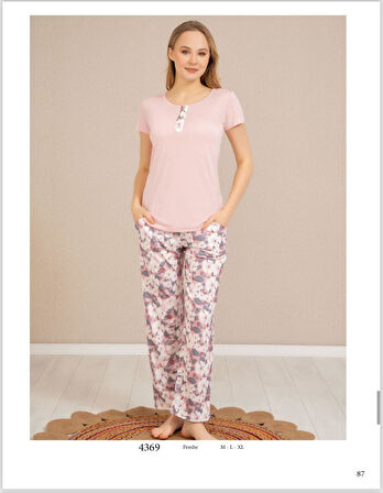 Baha Perfect Club Kadın Bisiklet Yaka Kısa Kol Pijama Takımı 4369 - 1 Adet