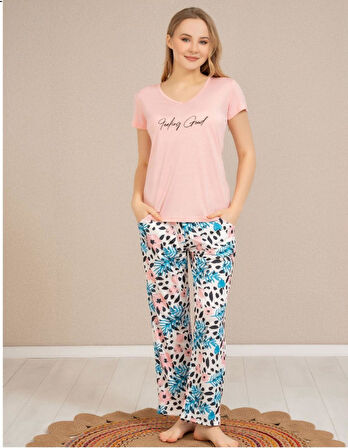 Baha Perfect Club Kadın Bisiklet Yaka Kısa Kol Pijama Takımı 4371 - 1 Adet