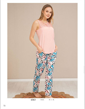 Baha Perfect Club Kadın Dantel Detaylı Bisiklet Yaka Kolsuz Pijama Takımı 4363 - 1 Adet