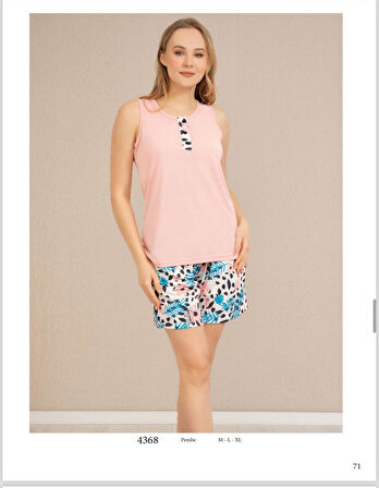 Baha Perfect Club Kadın İp Askılı Şortlu  Pijama Takımı 4368 - 1 Adet