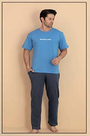 Pijamerry Erkek Bisiklet Yaka Kısa Kol Penye Pijama Takımı 6319 - 1 Adet