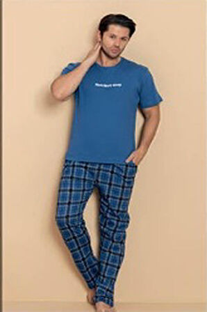 Pijamerry Erkek Bisiklet Yaka Kısa Kol Penye Pijama Takımı 6325 - 1 Adet