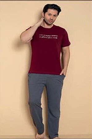 Pijamerry Erkek Bisiklet Yaka Kısa Kol Penye Pijama Takımı 6132 - 1 Adet