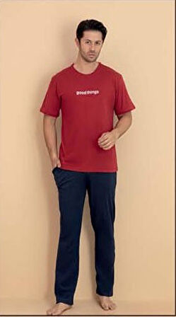 Pijamerry Erkek Bisiklet Yaka Kısa Kol Penye Pijama Takımı 6318 - 1 Adet