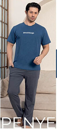 Pijamerry Erkek Bisiklet Yaka Kısa Kol Penye Pijama Takımı 5834 - 1 Adet