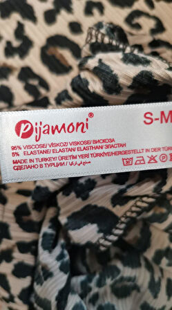 Pijamoni Kadın Viskoz Likralı Düğme Yaka Kaşkorse Patlı Kısa Kol Pijama Takımı 5520-3 / 1 Adet