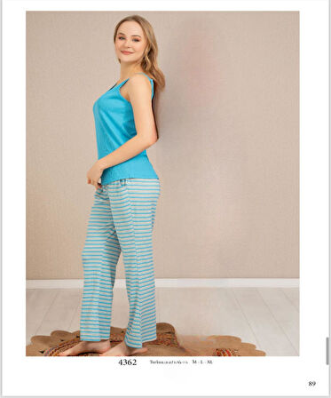 Baha Perfect Club Kadın İp Askılı V Yaka Pijama Takımı 4362T - 1 Adet
