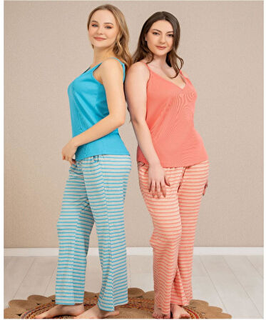 Baha Perfect Club Kadın İp Askılı V Yaka Pijama Takımı 4362T - 1 Adet