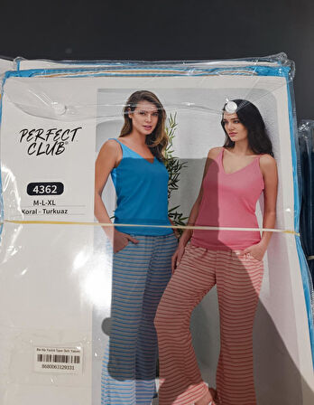 Baha Perfect Club Kadın İp Askılı V Yaka Pijama Takımı 4362T - 1 Adet