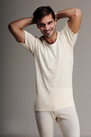 Hasyün Erkek %100 Yün Kısa Kol Fanila - Uzun Don İçlik Set 1000E/1001E - 1 Set