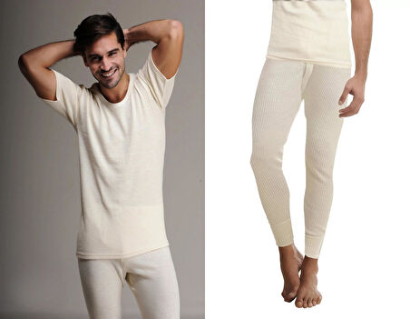 Hasyün Erkek %75 Yün KısaKollu Fanila Atlet Ve Uzun Don İçlik Takım 100/101E - 1 Set