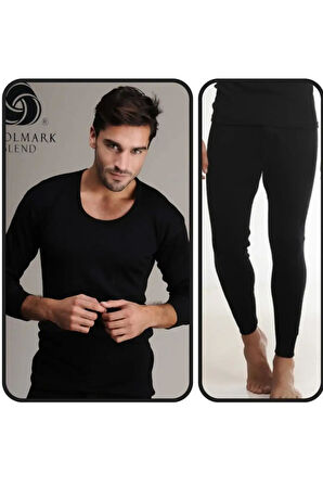 Hasyün Erkek %61 Siyah Yün Uzun Kollu Fanila Atlet Ve Uzun Don İçlik Takım 4001/4002- 1 Set