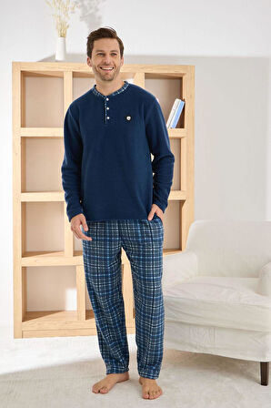 Pijamoni Erkek Düğme Yaka Kışlık Polar Pijama Takımı 6100/5,5 - 1 Adet
