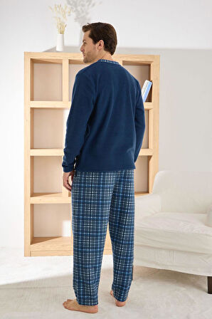 Pijamoni Erkek Düğme Yaka Kışlık Polar Pijama Takımı 6100/5,5 - 1 Adet