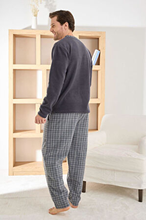 Pijamoni Erkek Düğme Yaka Kışlık Polar Pijama Takımı 6100/14,1 - 1 Adet