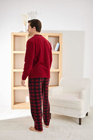 Pijamoni Erkek Düğme Yaka Kışlık Polar Pijama Takımı 6100/11,1 - 1 Adet
