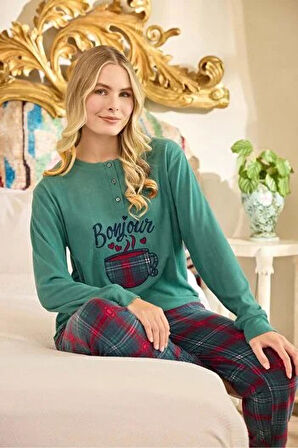 Aydoğan Kadın Düğme Yaka TERMAL Pijama Takımı 240668Y- 1 Adet