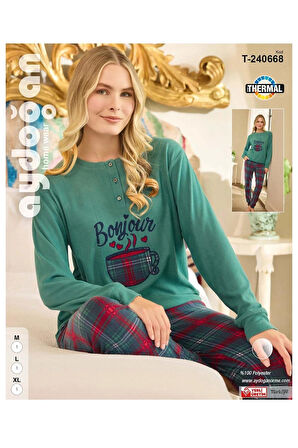 Aydoğan Kadın Düğme Yaka TERMAL Pijama Takımı 240668Y- 1 Adet