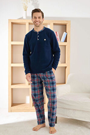 Pijamoni Erkek Düğme Yaka Kışlık Polar Pijama Takımı 6100/6,1 - 1 Adet