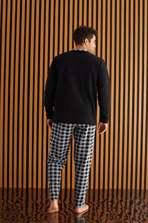 Pijamoni Erkek Düğme Yaka Kışlık Polar Pijama Takımı 6100/16,1 - 1 Adet