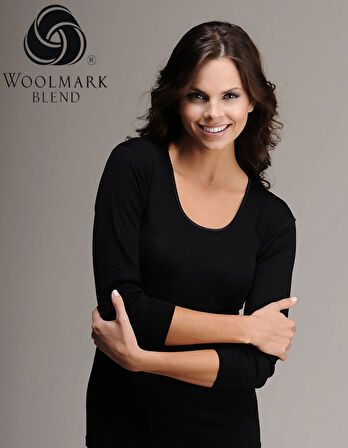 Hasyün Kadın Siyah Ribana Biyeli Yün Uzun KolluFanila Atlet İçlik 4009S  - 1 Adet