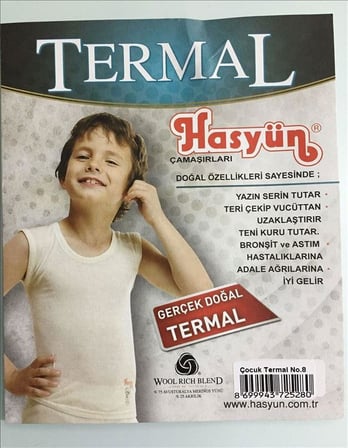 Hasyün Erkek Çocuk İnce Termal Yün Atlet 520E - 2 Adet
