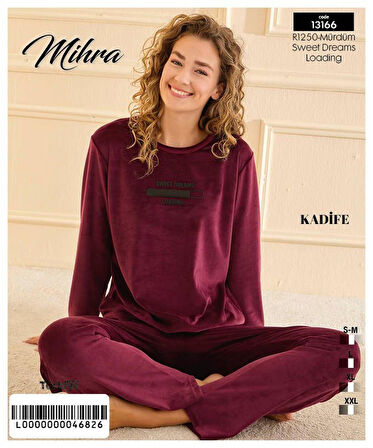 Mihra Kadın Kışlık Bisiklet Yaka Kadife Pijama Takımı 13166M - 1 Adet