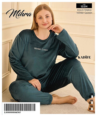 Mihra Kadın Kışlık Bisiklet Yaka Kadife Battal Pijama Takımı 132214P - 1 Adet