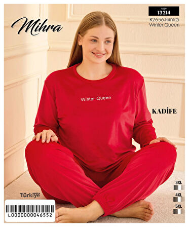 Mihra Kadın Kışlık Bisiklet Yaka Kadife Battal Pijama Takımı 132214K - 1 Adet