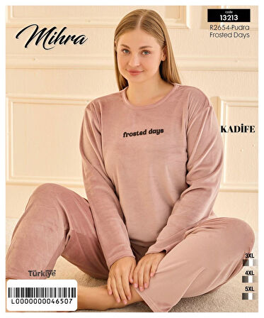 Mihra Kadın Kışlık Bisiklet Yaka Kadife Battal Pijama Takımı 132213P - 1 Adet