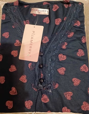 Pijamerry Kadın Bambu Baharlık Dantel Yaka Uzun Kol İnce Pijama Takımı 5209L - 1 Adet