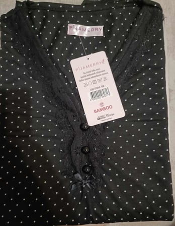 Pijamerry Kadın Bambu Baharlık Dantel Yaka Uzun Kol İnce Pijama Takımı 5210S - 1 Adet