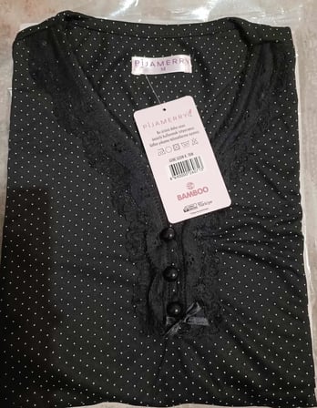 Pijamerry Kadın Bambu Baharlık Dantel Yaka Uzun Kol İnce Pijama Takımı 5212S - 1 Adet