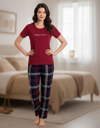 Boyraz Slim Fit Dar Kesim Kadın Milan Bisiklet Yaka Kısa Kol Pijama Takımı 11007B - 1 Adet