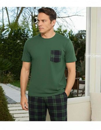Pijamoni Erkek Bisiklet Yaka Kısa Kol İnce Pijama Takımı 6163/8 - 1 Adet
