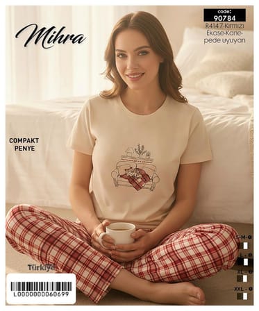Mihra Kadın Compakt Penye Bisiklet Yaka Kısa Kol İnce Pijama Takımı 90784E - 1 Adet